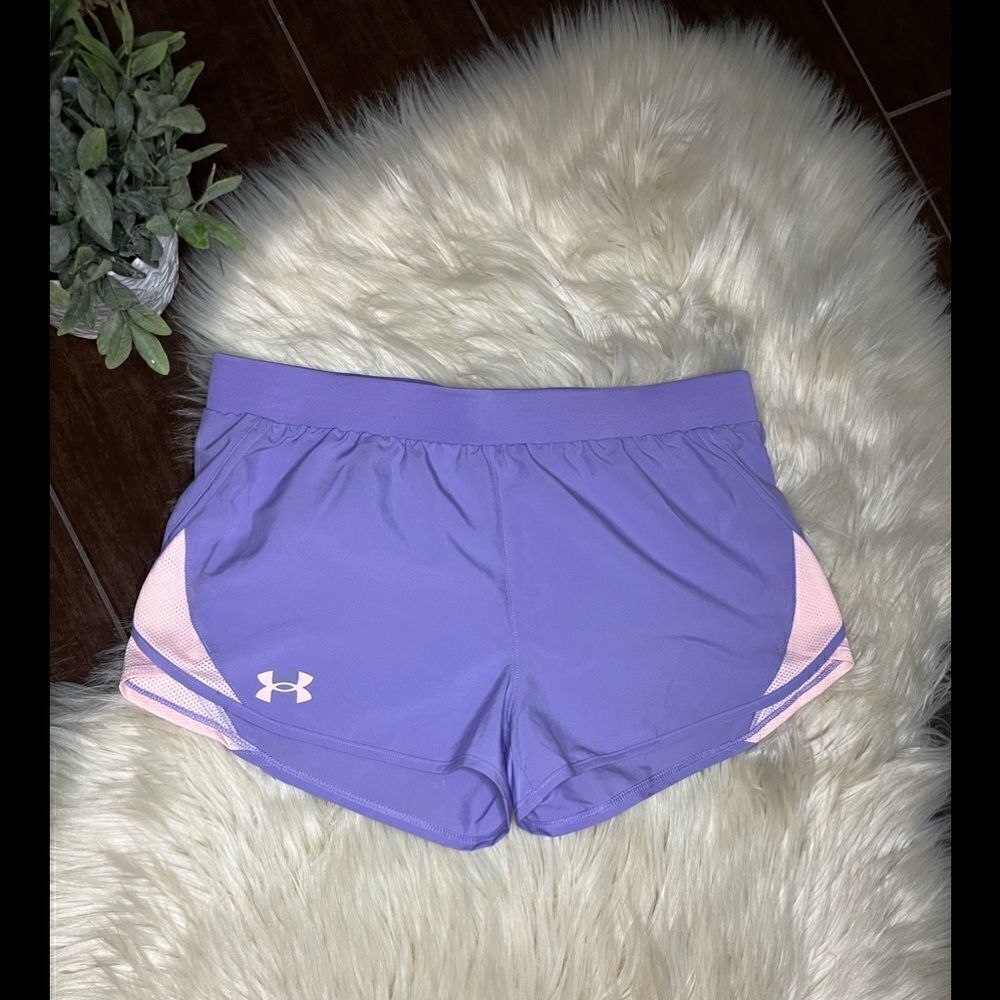 Under Armour Fly by lavender/pink athletic shorts girls XL